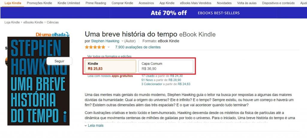 print preço eBook vs preço livro físico